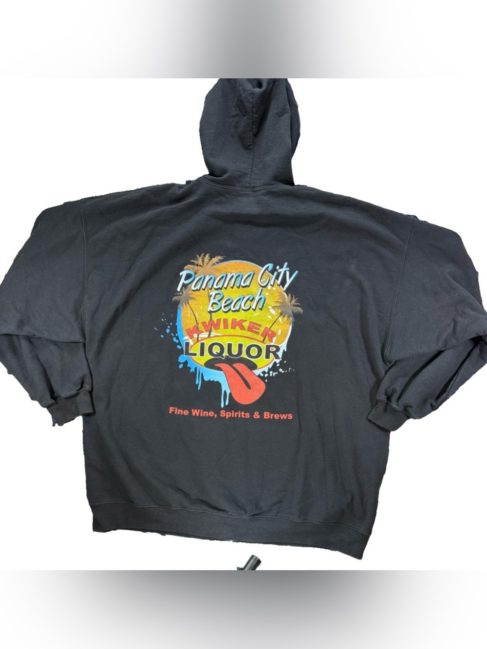 Kwiker Liquor Panama City Beach Zip Up Hoodie Men's 3XL Black Y2K Humor Alcohol